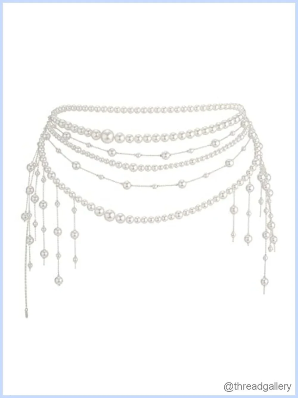 Pearl Tassel Waist Chain Multi-Layer Body Jewelry Adjustable 32in